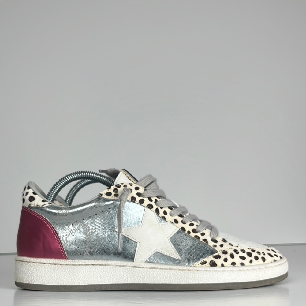 ShuShop Silver and Burgundy Sneakers